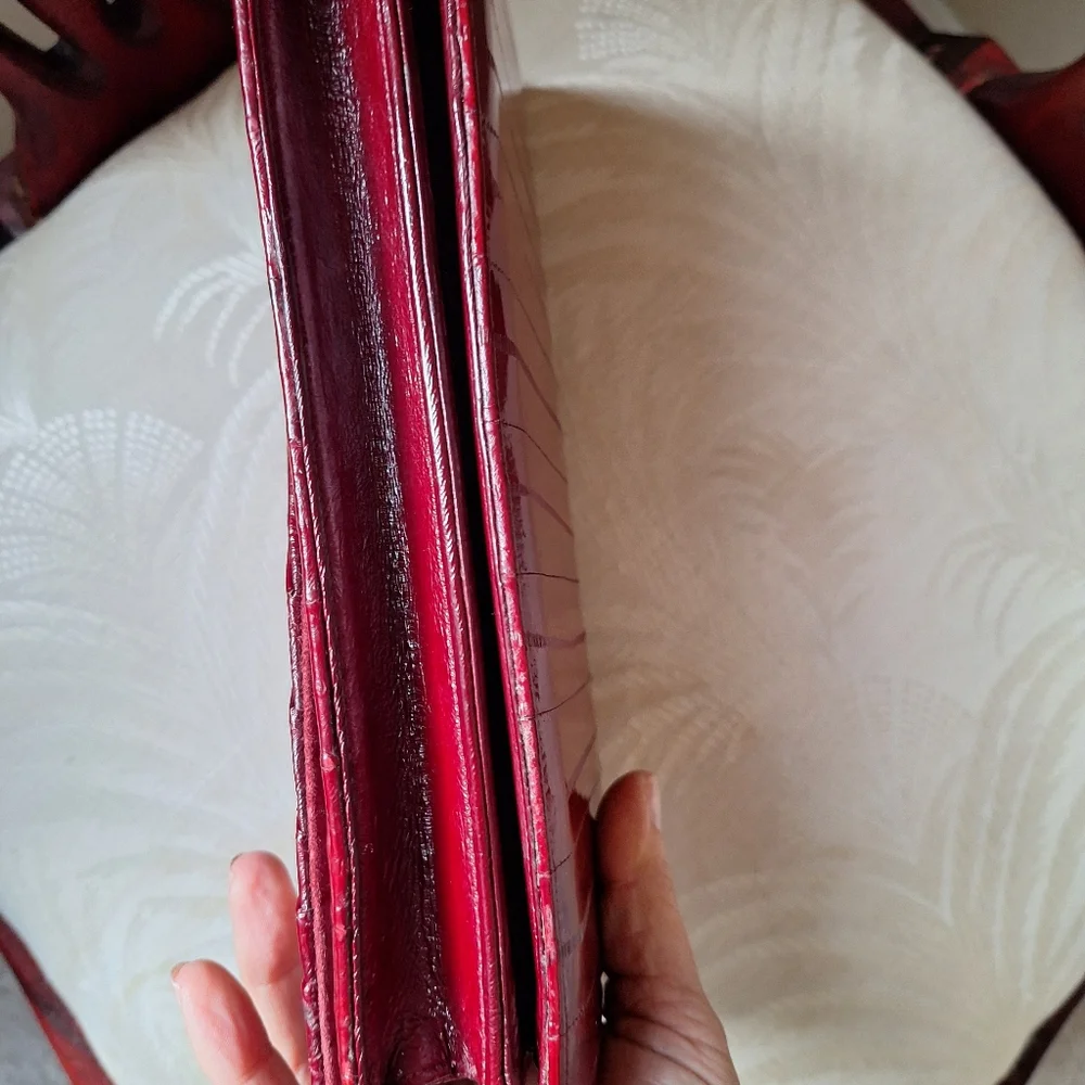 Vibtage Red/Burgundy Eel Leather Women's Bag Made In Korea - Picture 3 of 10